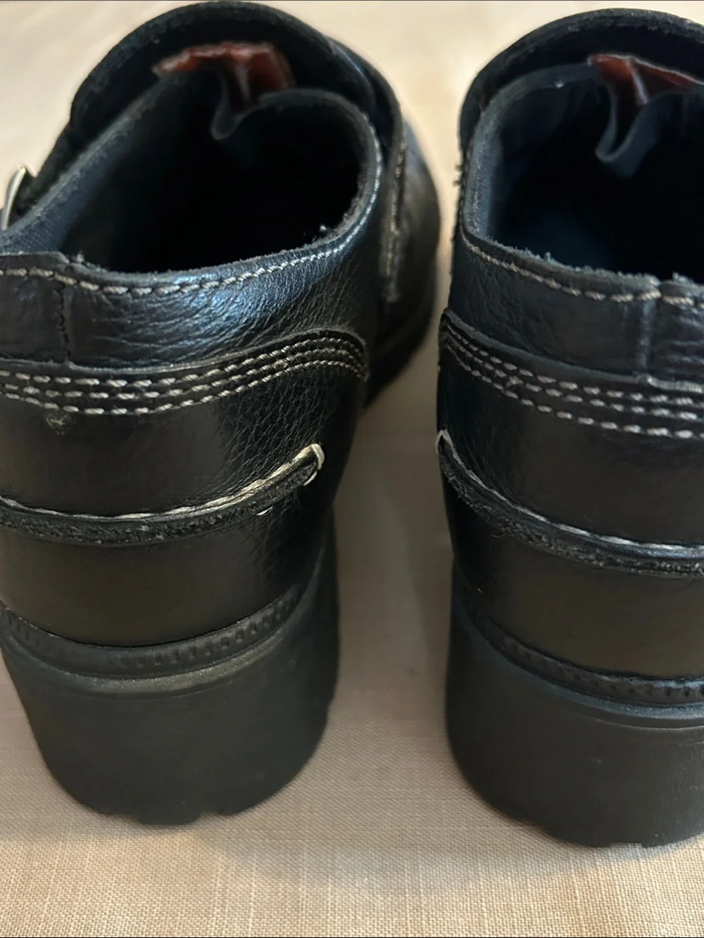 EUC Harley-Davidson Black Leather Slip-On Loafers with Strap